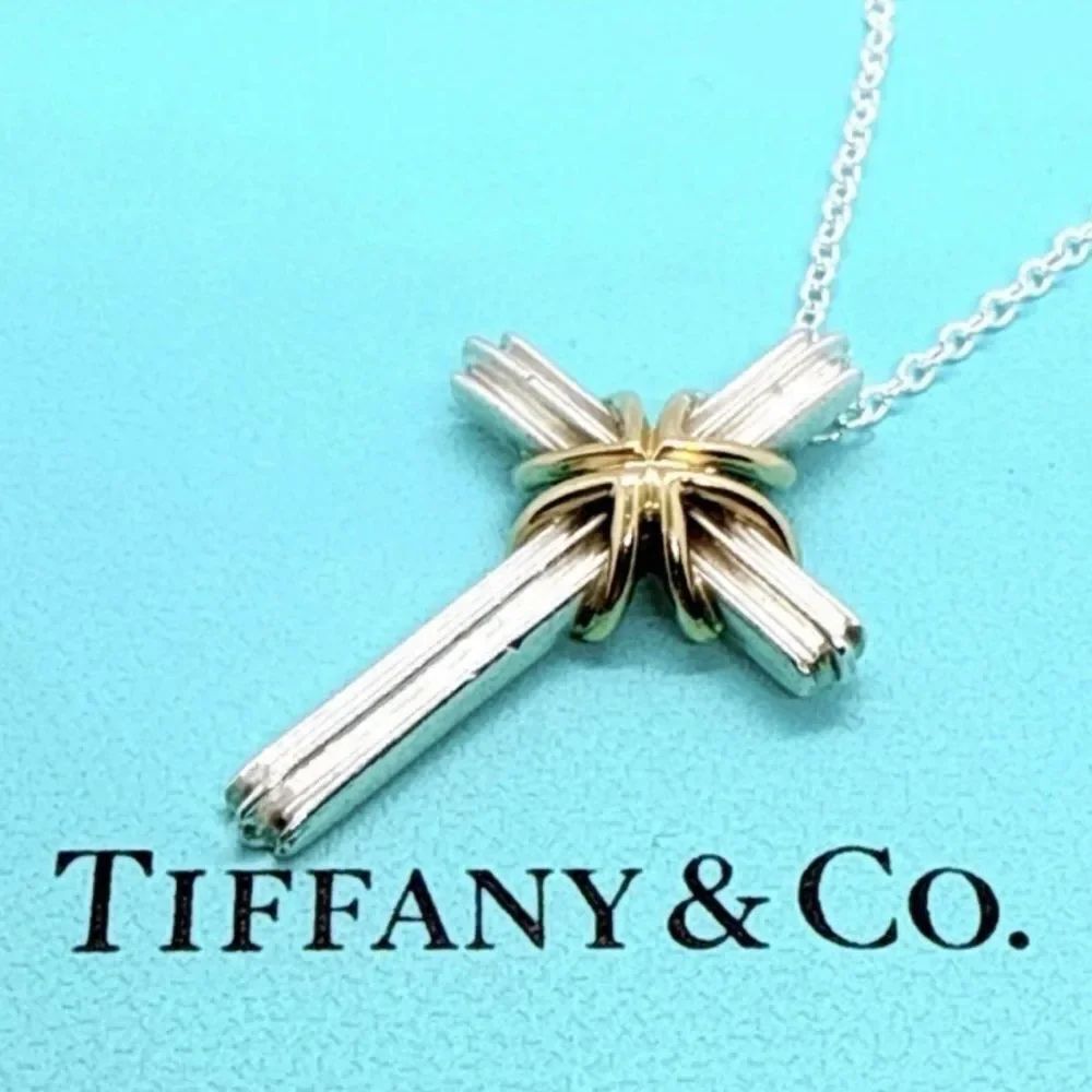 Tiffany & Co. 750 18K Gold & Sterling Silver Signature Cross Retired Rare